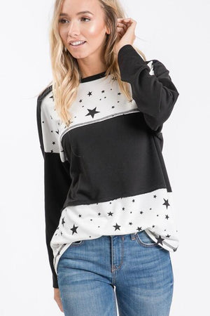 Amora French Terry Star Top - Black