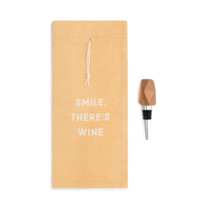 Wine Bottle Bag & Stopper - Smile