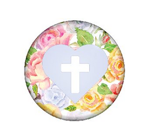Badge Button - Printed - Cross Heart