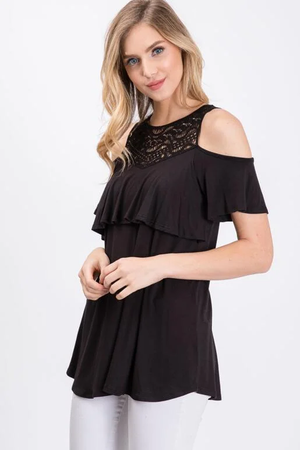 Willow Cold Shoulder Top - Black