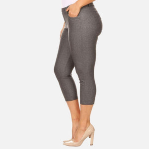 Nantucket Women's Classic Plus Size Capri Jeggings - Grey