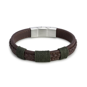 Journey Men's Adjustable Leather Bracelet - Brown