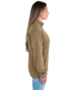 Crosswind Quarter Zip Sweatshirt - Gold Leopard