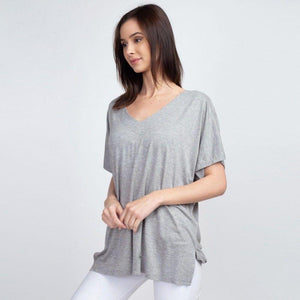 KiKi Ladies Short Sleeve Oversized Tee - Heather Gray