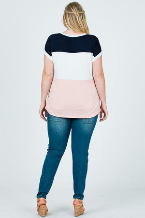 Priya Plus Short Sleeve Top - Blush