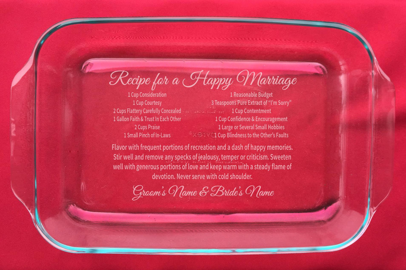 Pyrex Casserole Dish - Recipe for a Happy Marriage (PERSONALIZED) – Spotted  Moon