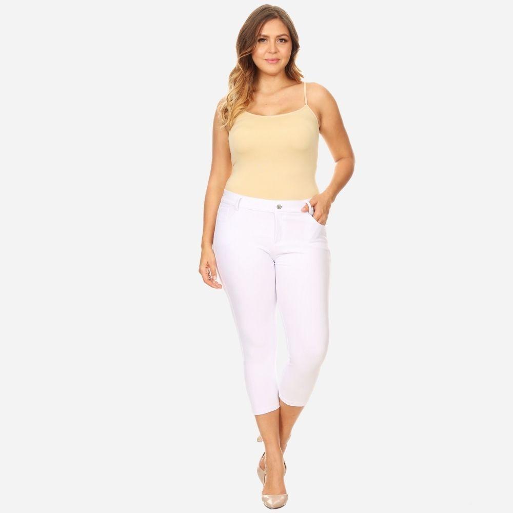 Nantucket Women's Classic Plus Size Capri Jeggings - White – Spotted Moon