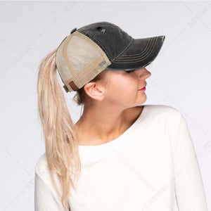 C.C. Distressed Washed Pigment Pony Trucker Cap