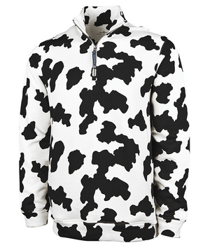 Crosswind Quarter Zip Sweatshirt - Black Cow Print