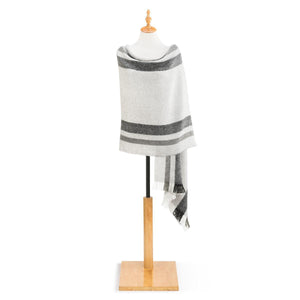 Herringbone Shawl - Gray with Stripes