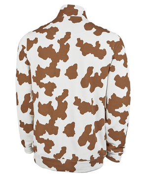 Crosswind Quarter Zip Sweatshirt - Brown Cow Print