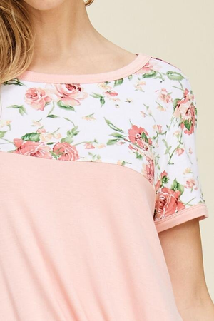 Primrose Floral and Solid Blouse - Blush