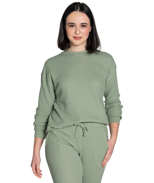 Waffle Crew Neck Sweatshirt (Unisex Fit) - Sage