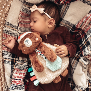 Itzy Lovey Plush + Teether Toy - Holiday Bear