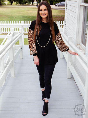 The Best of Friends Top - Black & Leopard