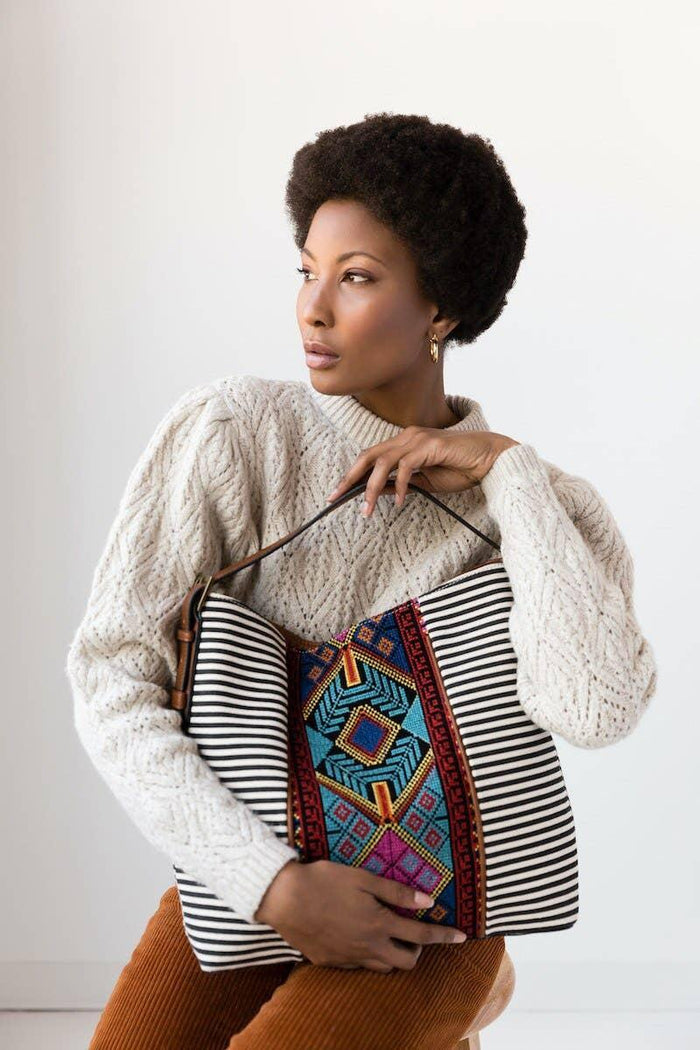 Ember Aztec Embroidered Hobo Bag