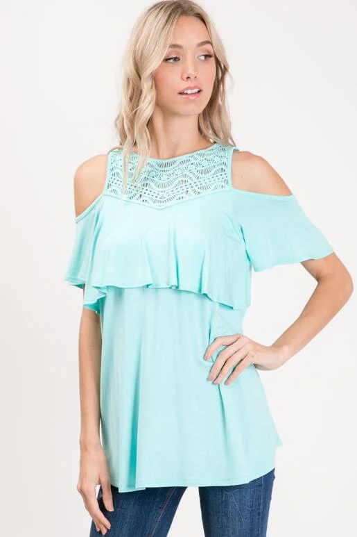 Willow Cold Shoulder Top - Mint