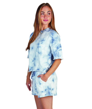 Women's Clifton Short Sleeve Sweatshirt 5254 - Washed Blue Tie-Dye