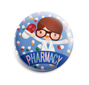 Badge Button - Printed - Happy Pills