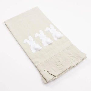 Bunny Ruffle Hand Towel - Oat/White