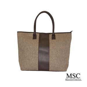 Brown Herringbone Carry On Duffle