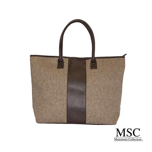 Brown Herringbone Carry On Duffle